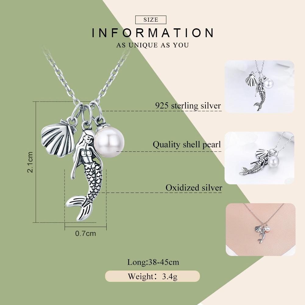 925 Sterling Silver Mermaid Necklace - Necklaces