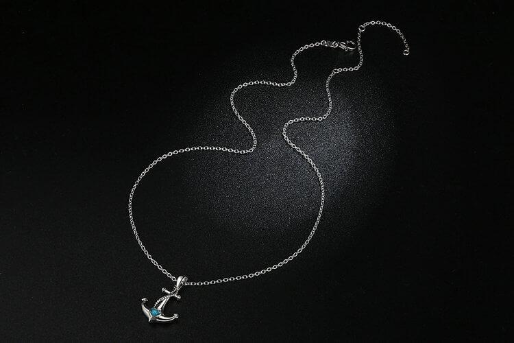 Blue Heart Anchor 925 Sterling Silver Necklace - Necklaces