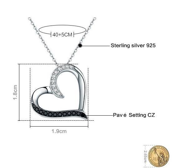 Classic Heart Cubic Zirconia 925 Sterling Silver Necklace - Necklaces