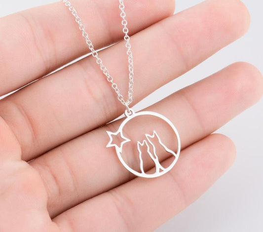 Cute Animal Cats Star Necklace (3 Colors) - Necklaces