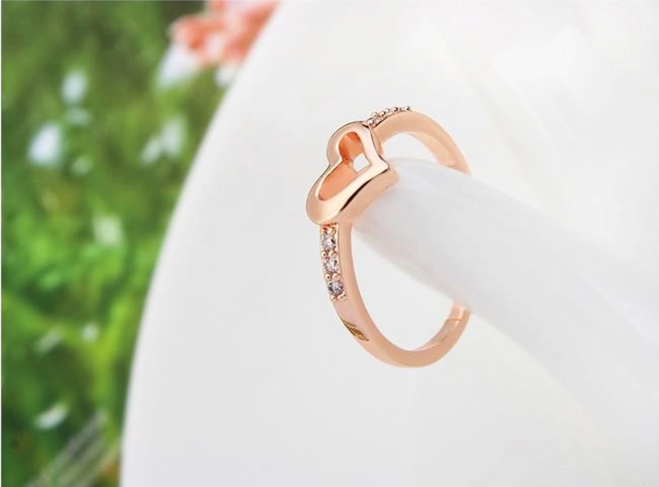 Cute Heart Rose Gold Womens Ring - Promise Rings