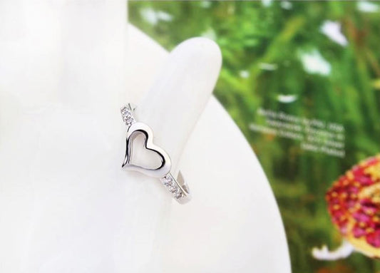 Cute Heart Silver Womens Ring - Promise Rings