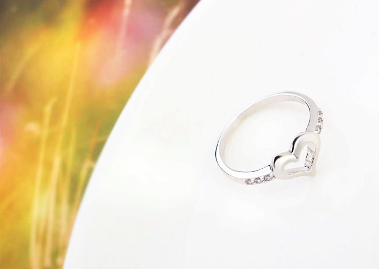 Cute Heart Silver Womens Ring - Promise Rings