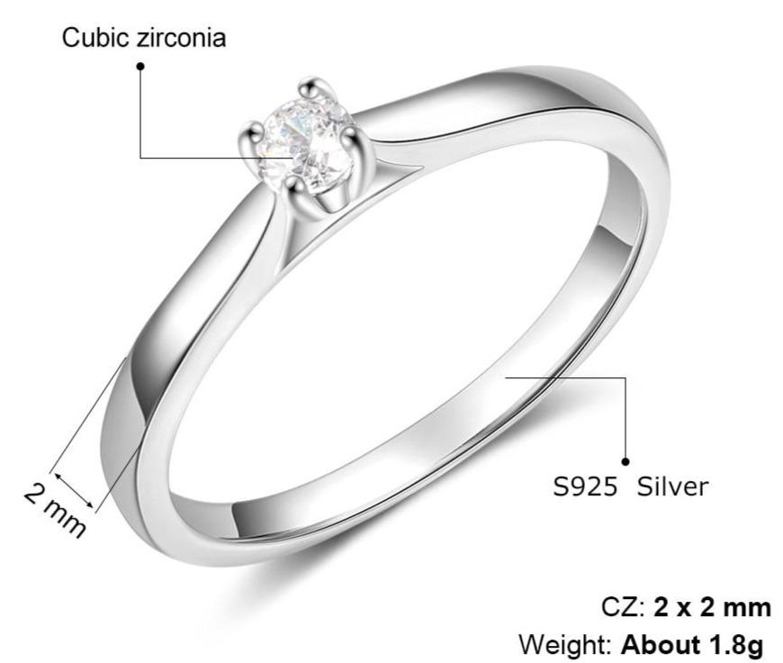 Elegant Cubic Zirconia 925 Sterling Silver Womens Ring - Promise Rings