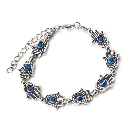 Fatima Hamsa Hand Evil Eye Adjustable Bracelet - Bracelets