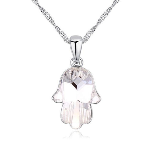 Fatima Hand Rhodium Plated Necklace - Necklaces