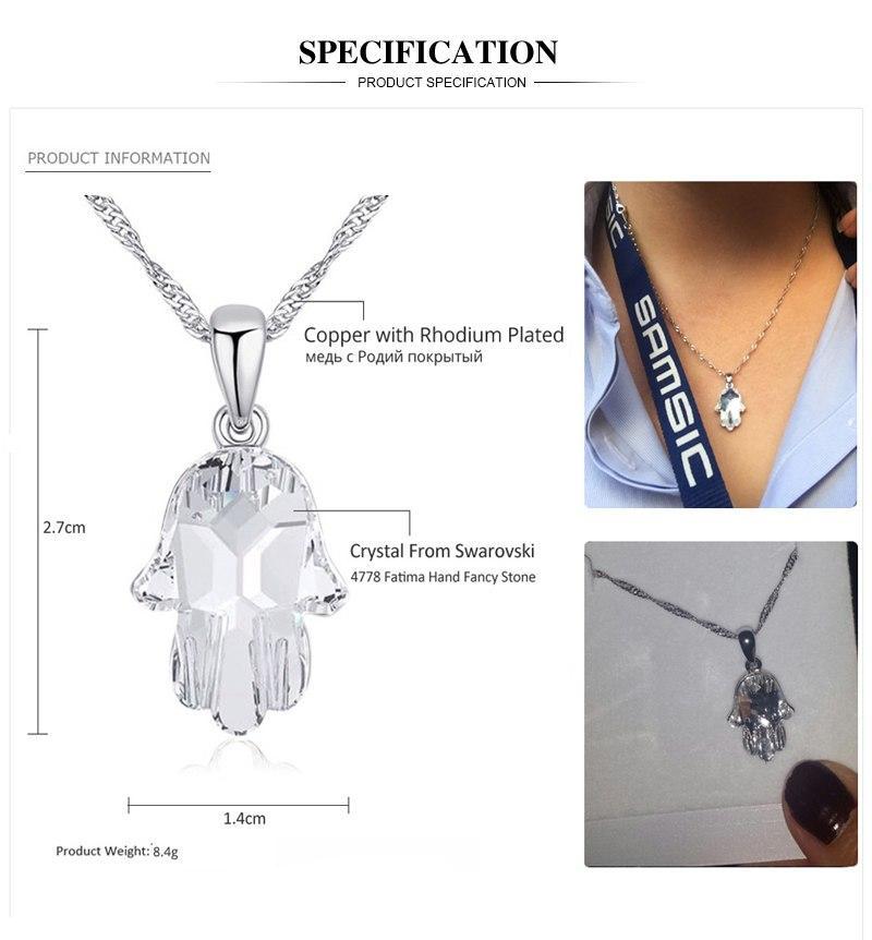 Fatima Hand Rhodium Plated Necklace - Necklaces