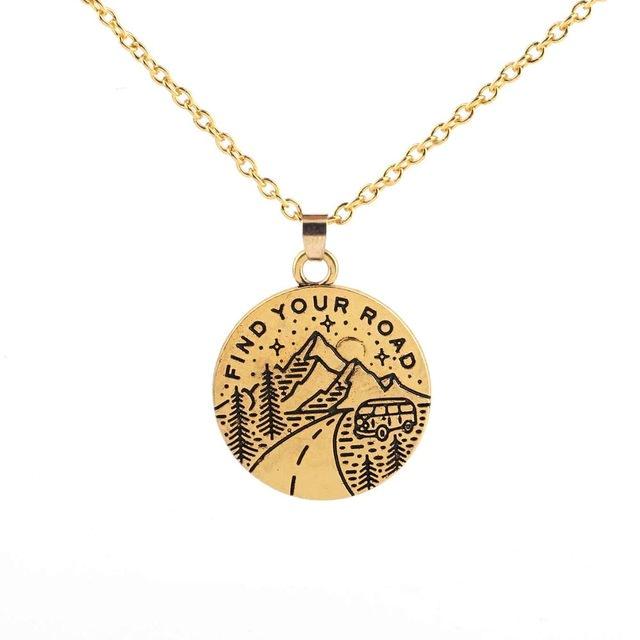 Find Your Road Gold Necklace - Necklaces