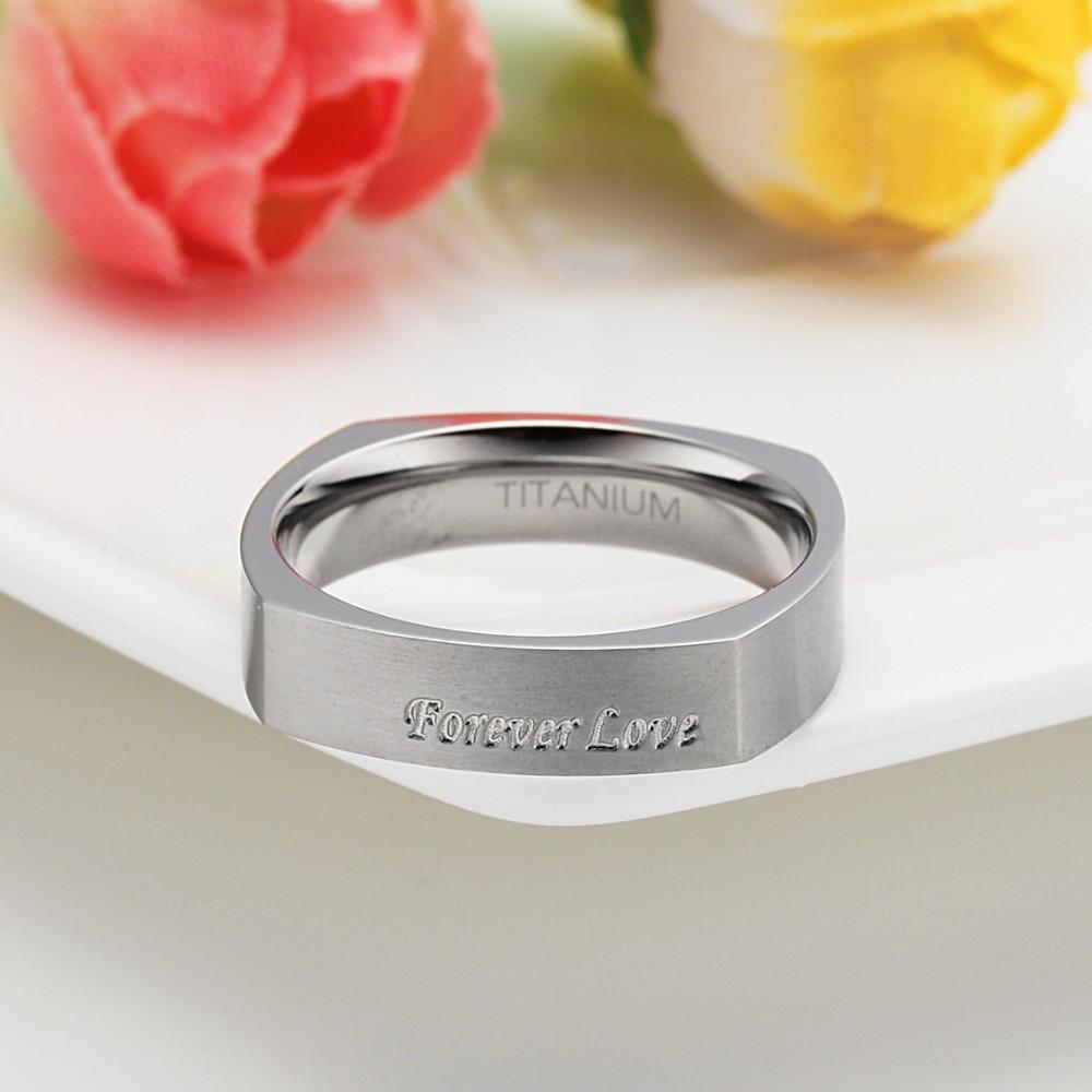 Forever Love Engraved Retro Silver Titanium Mens Ring - Promise Rings