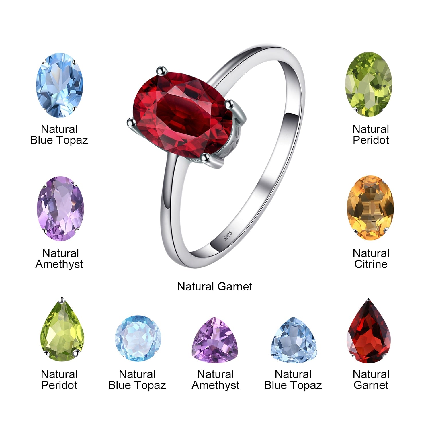 925 Sterling Silver Celtic Knot Engagement Ring With Birthstone - Oval Garnet/CZ/Alexandrite Cocktail Ring For Women