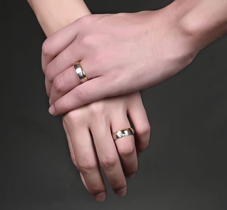 Gold color and Silver Couple Rings - Promise Rings