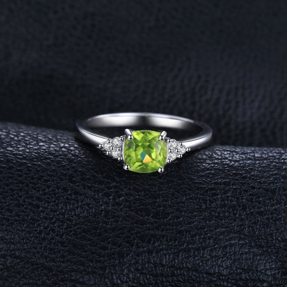 1.1ct Natural Peridot 925 Sterling Silver Solitaire Women's Ring