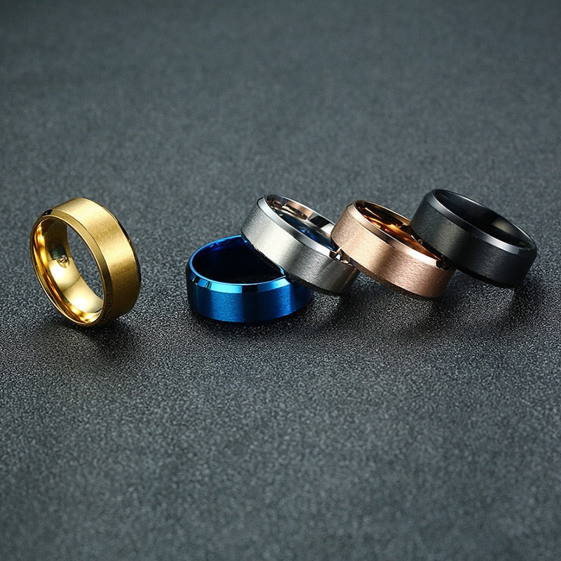 8mm Customized Engraved Text Unisex Titanium Rings (2 Colors)