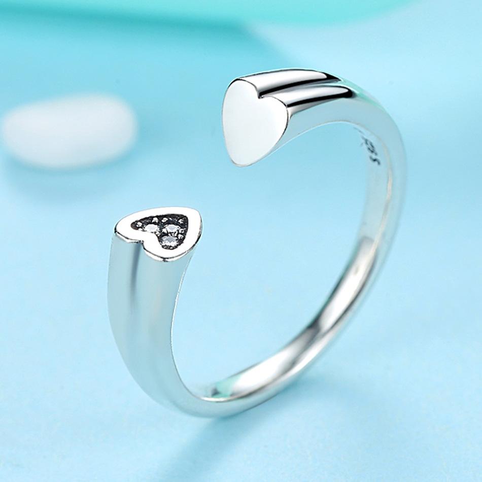Hearts Adjustable 925 Sterling Silver Ring - Promise Rings