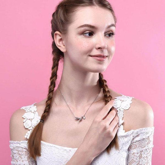 Hummingbird With Heart 925 Sterling Silver Necklace - Necklaces