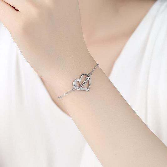 Love Heart 925 Sterling Silver Bracelet - Bracelets