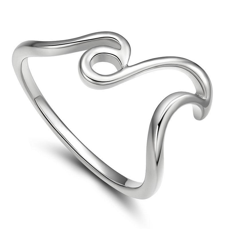 Ocean Waves 925 Sterling Silver Women's Ring - Promise Rings