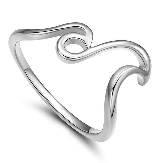 Ocean Waves 925 Sterling Silver Women's Ring - Promise Rings
