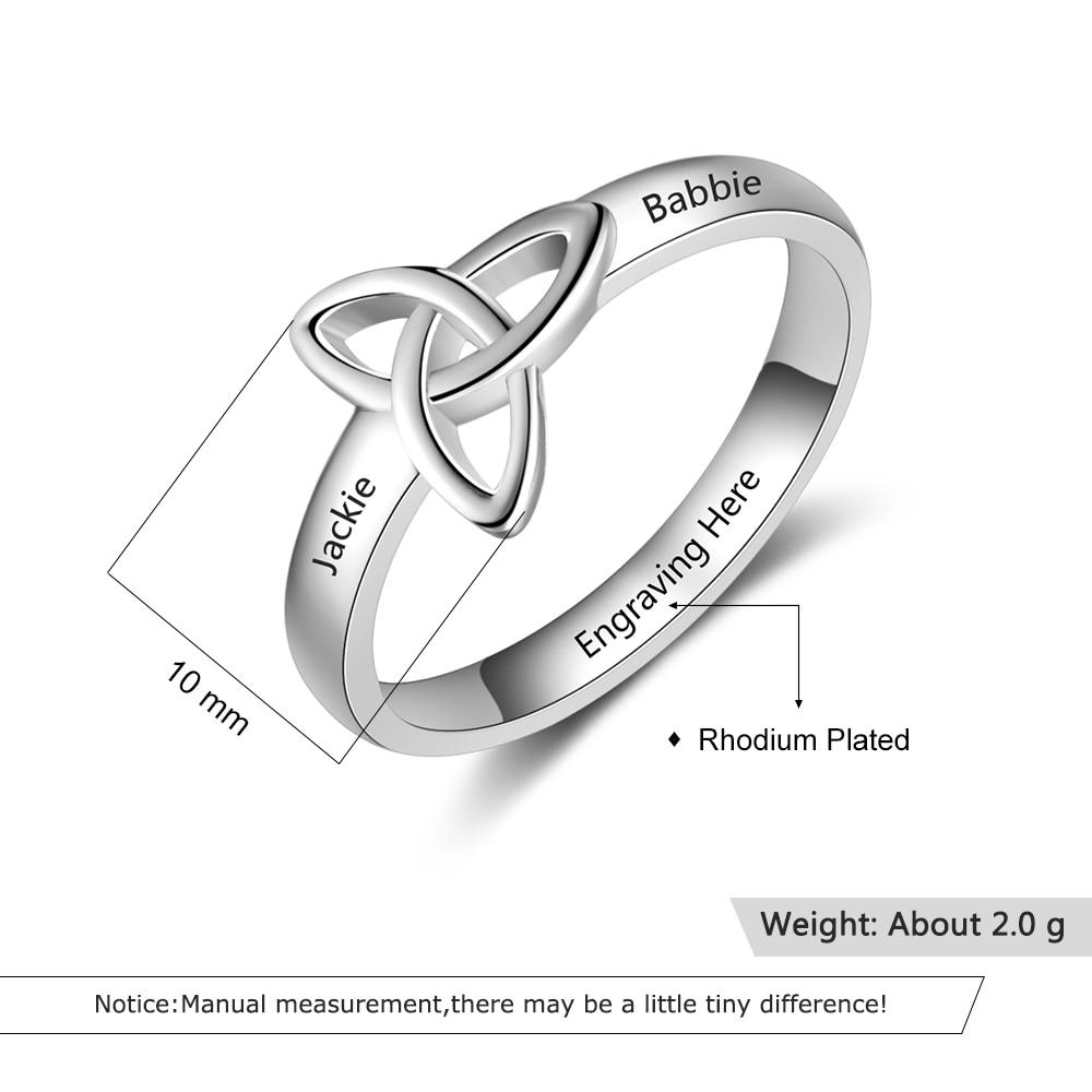 Personalized Celtic Trinity Knot Womens Ring - 3 Engravings - Promise Rings