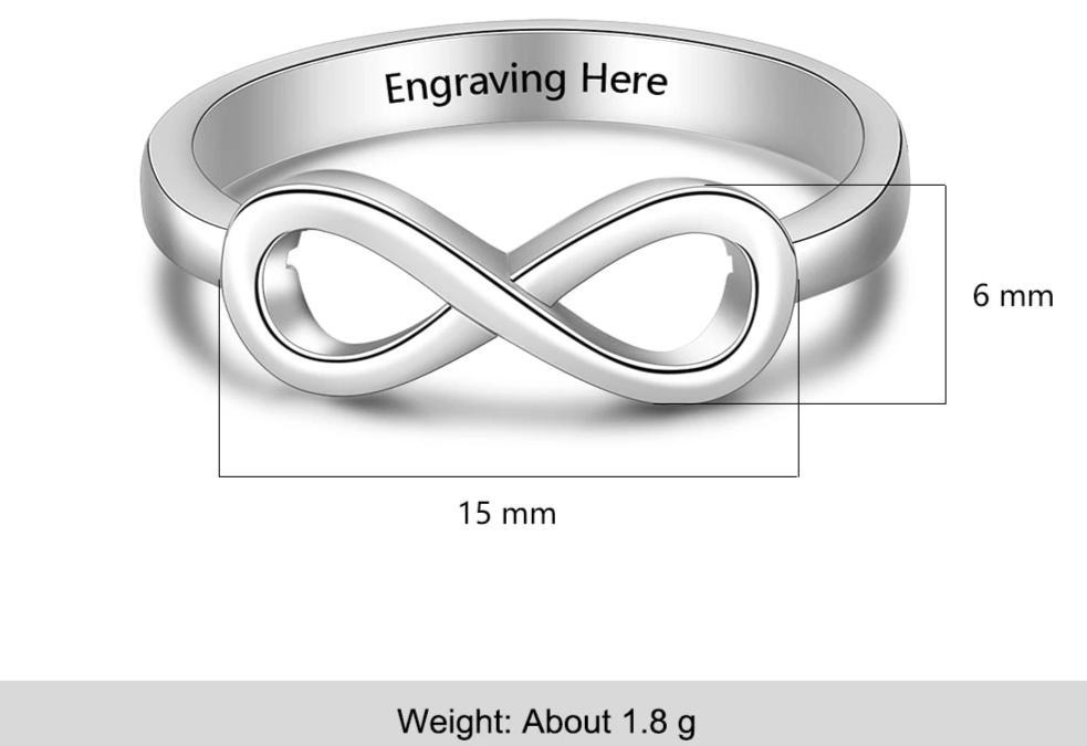 Personalized Infinity 925 Sterling Womens Ring - 1 Engraving (Optional) - Promise Rings
