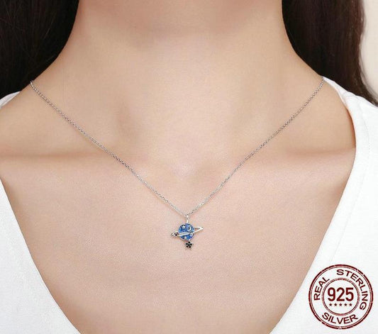 Planet & Stars Sterling Silver Necklace - Necklaces