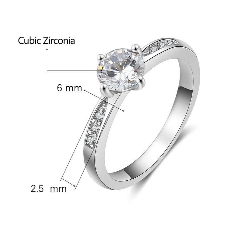 Round Cubic Zirconia 925 Sterling Silver Womens Ring - Promise Rings
