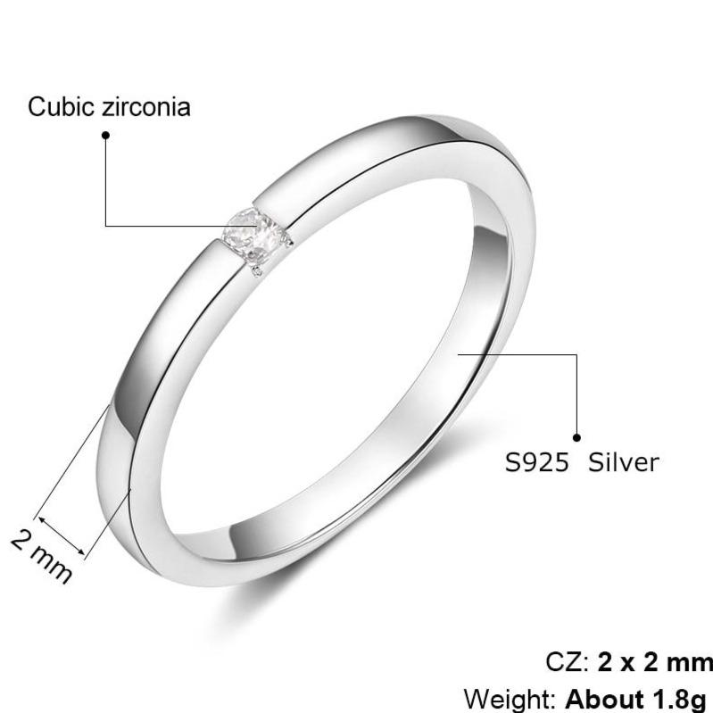Small Cubic Zirconia 925 Sterling Silver Womens Ring - Promise Rings