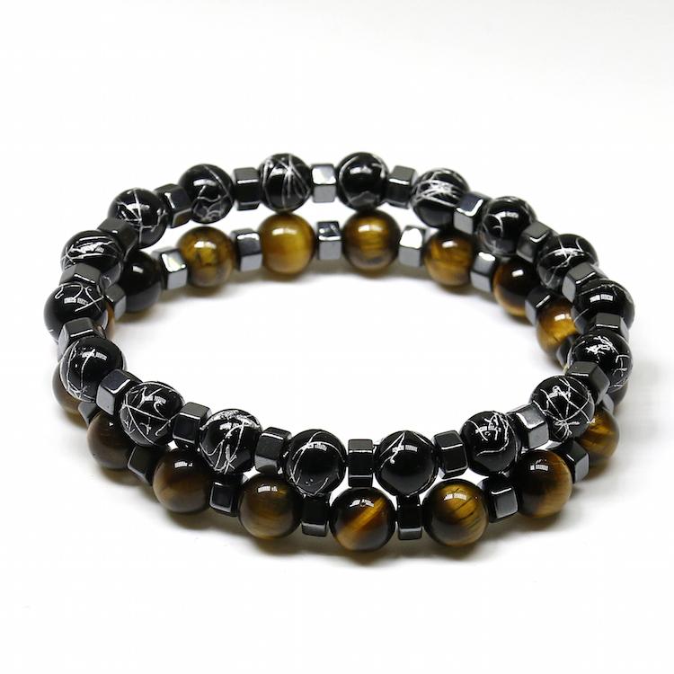 Tiger Eye Natural Onyx Hematite Stone Bracelet (2 Styles) - Bracelets
