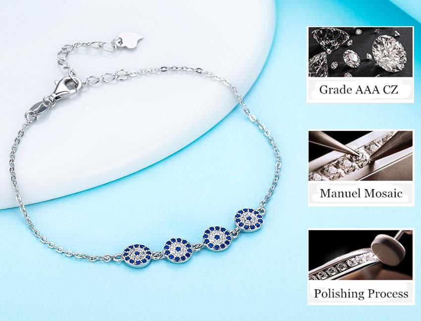 Turkey Lucky Evil Eye 925 Sterling Silver Bracelet - Bracelets