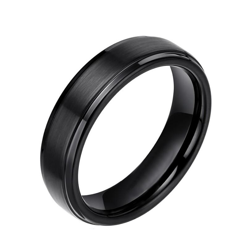 Black Matte Brushed Tungsten Rings