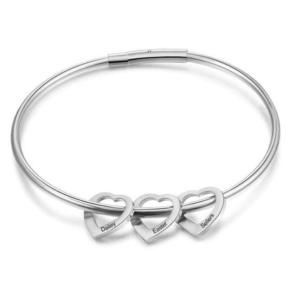 Personalized Engraved 2-6 Names Heart Bracelets