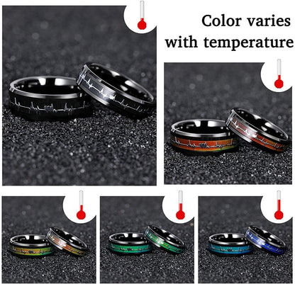 6mm EKG Heartbeat Color Changing Unisex Ring