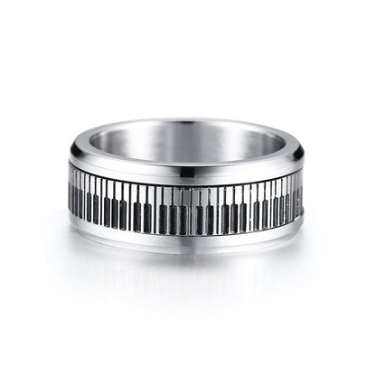Rotatable Piano Keys Musician Men's Spinner Ring (Anxiety Relief)