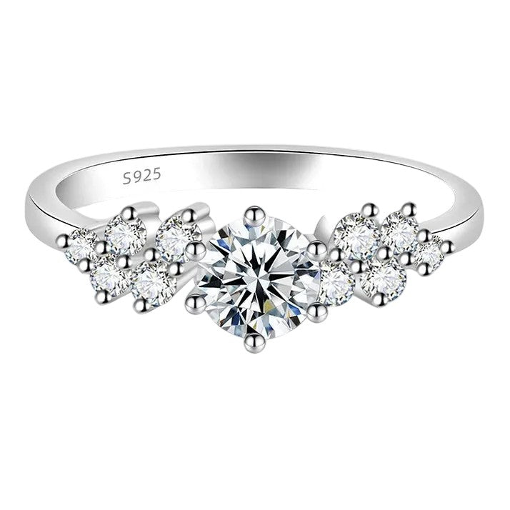 0.5CT Round Moissanite Cubic Zirconia 925 Sterling Silver Women's Ring