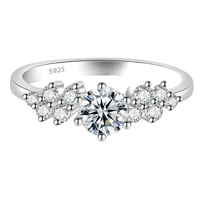 0.5CT Round Moissanite Cubic Zirconia 925 Sterling Silver Women's Ring