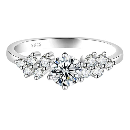 0.5CT Round Moissanite Cubic Zirconia 925 Sterling Silver Women's Ring
