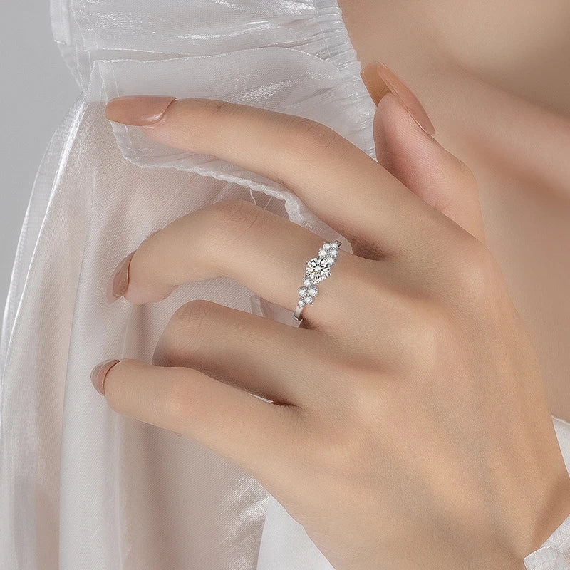 0.5CT Round Moissanite Cubic Zirconia 925 Sterling Silver Women's Ring