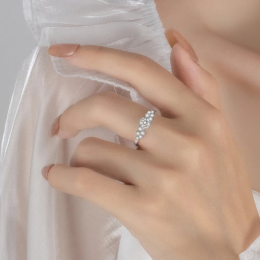 0.5CT Round Moissanite Cubic Zirconia 925 Sterling Silver Women's Ring