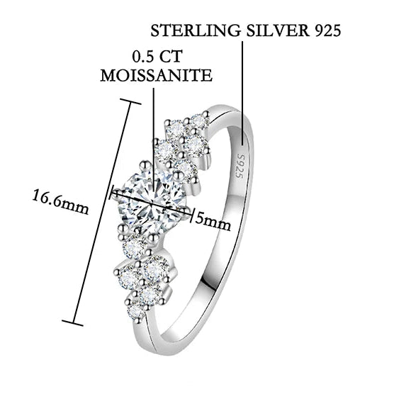 0.5CT Round Moissanite Cubic Zirconia 925 Sterling Silver Women's Ring