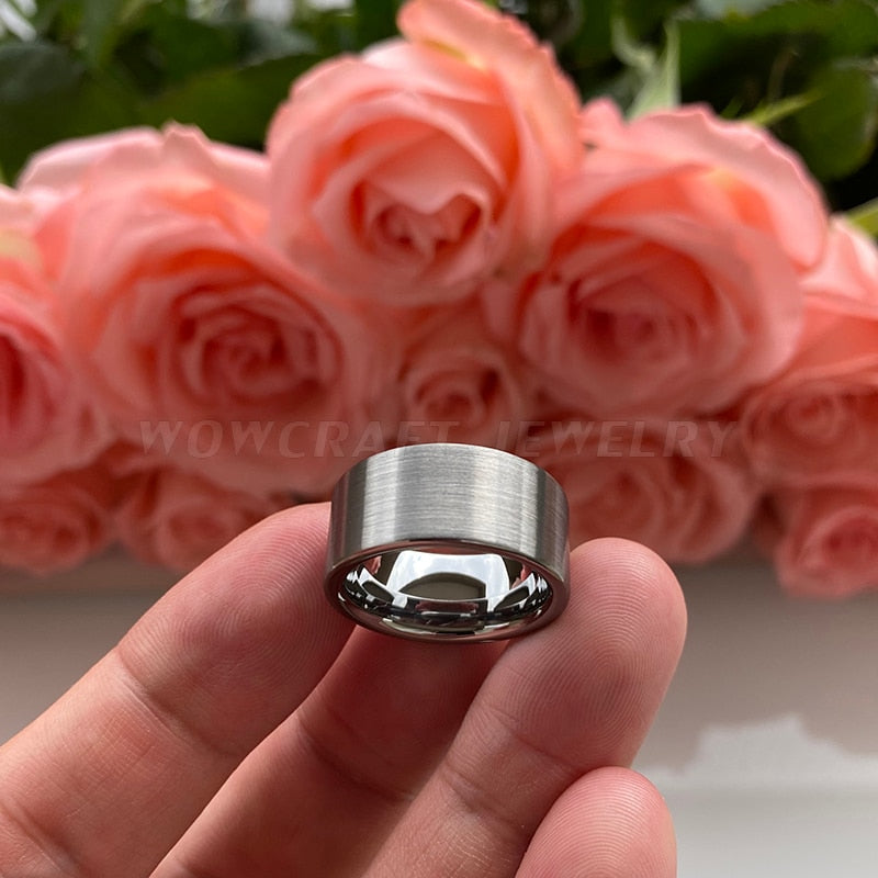 10mm, 12mm Big Wide Flat Shape Brushed Men's Ring - Promise Rings