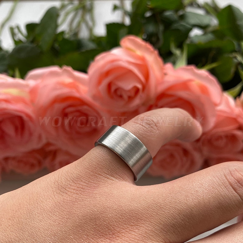 10mm, 12mm Big Wide Flat Shape Brushed Men's Ring - Promise Rings
