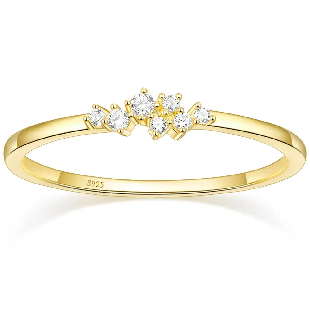 1.5mm 14K Gold Plated CZ Accent Ring – Dainty Sparkling Design for Everyday Elegance (Women’s) - Promise Rings
