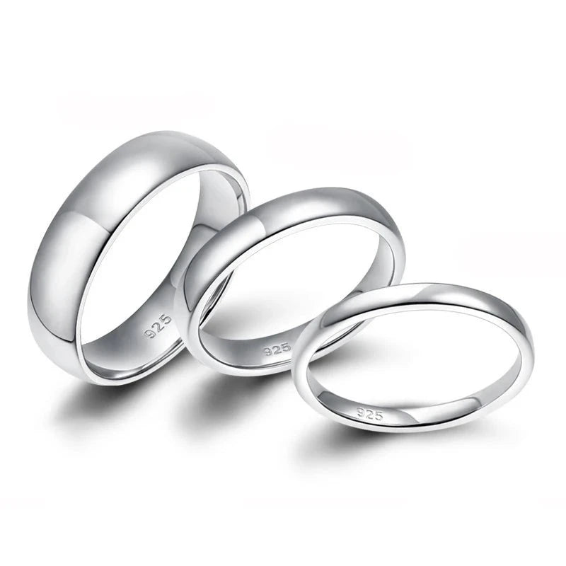 2mm, 4mm, 6mm High Polished 925 Sterling Silver Unisex Rings - Promise Rings