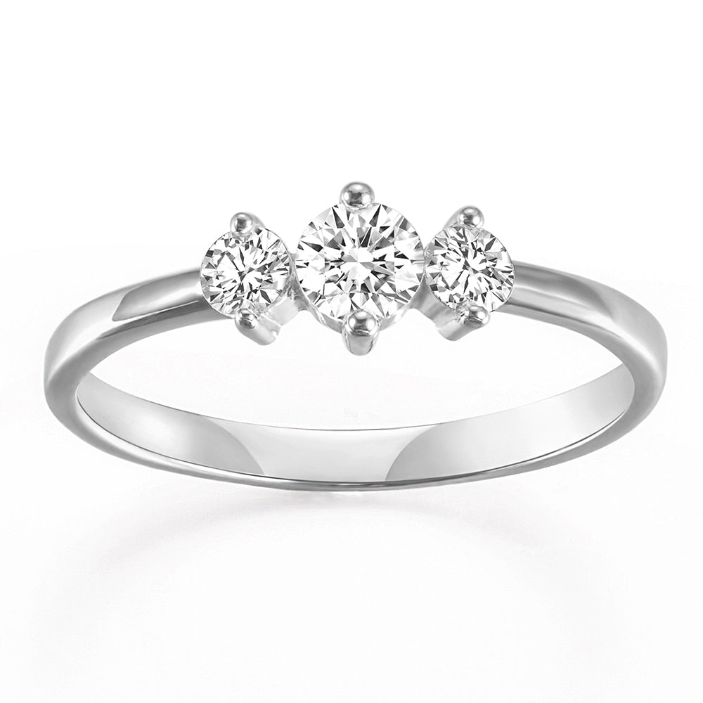 3pcs Stone 5A Zircon 925 Sterling Silver Stackable Women's Ring - Promise Rings