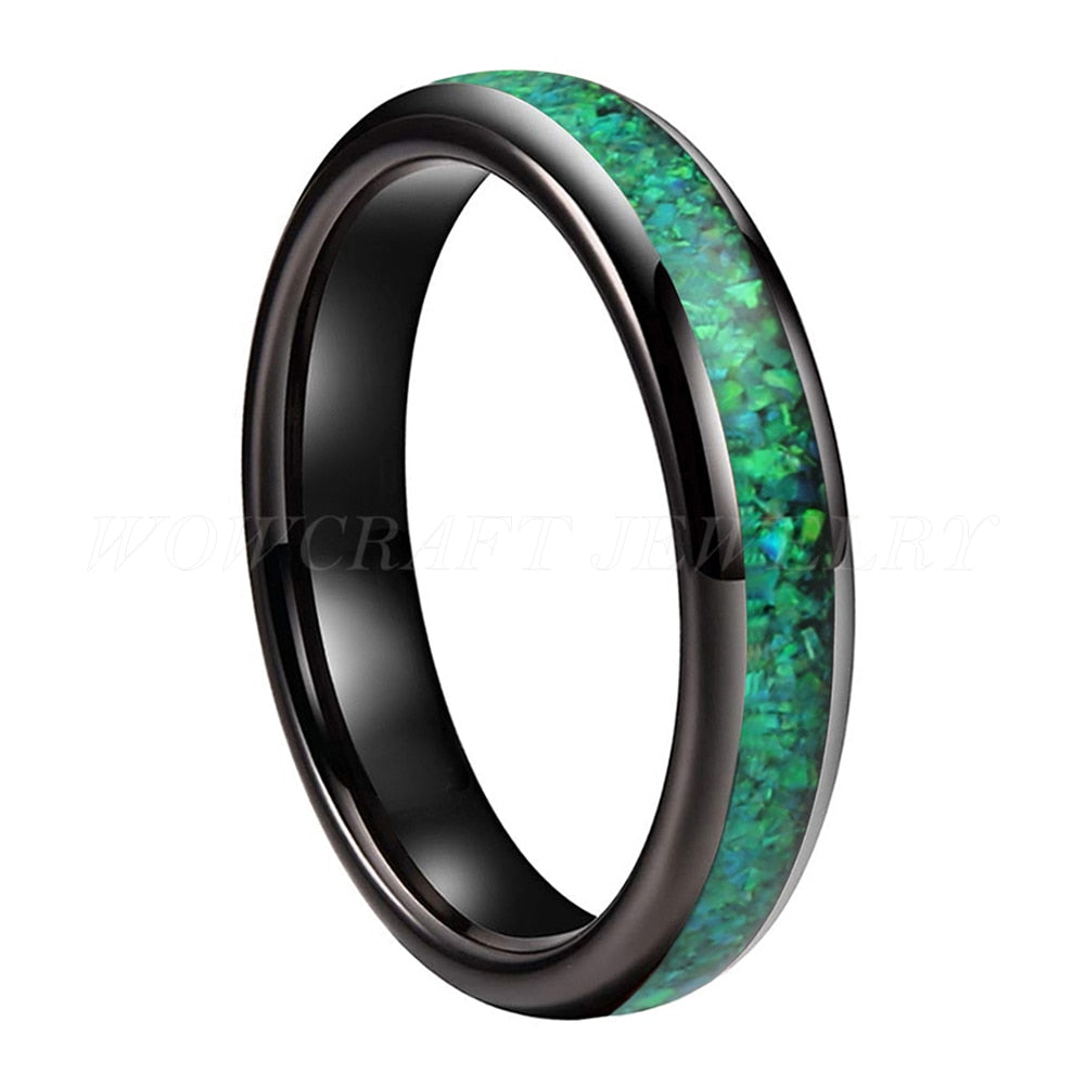 4mm Black Tungsten Ring – Domed with Green Malachite Inlay (Women’s) - Promise Rings