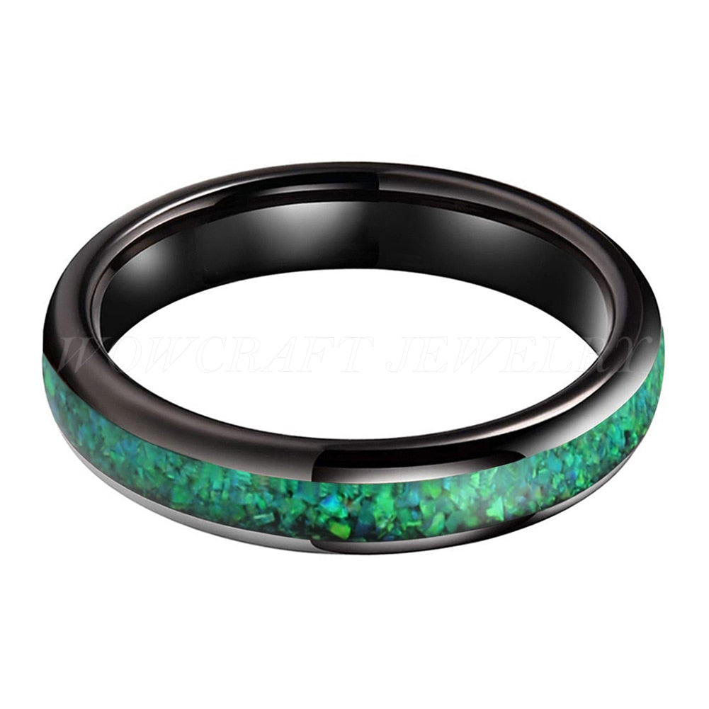 4mm Black Tungsten Ring – Domed with Green Malachite Inlay (Women’s) - Promise Rings