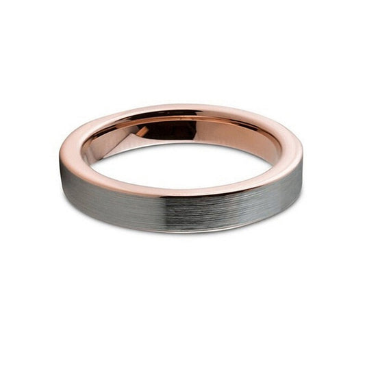 4mm Simple Bushed Silver & Rose Gold Tungsten Women's Ring - Promise Rings