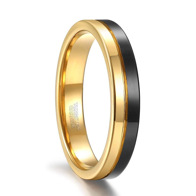 4mm Two Tone Polished Tungsten Unisex Rings (3 colors) - Promise Rings