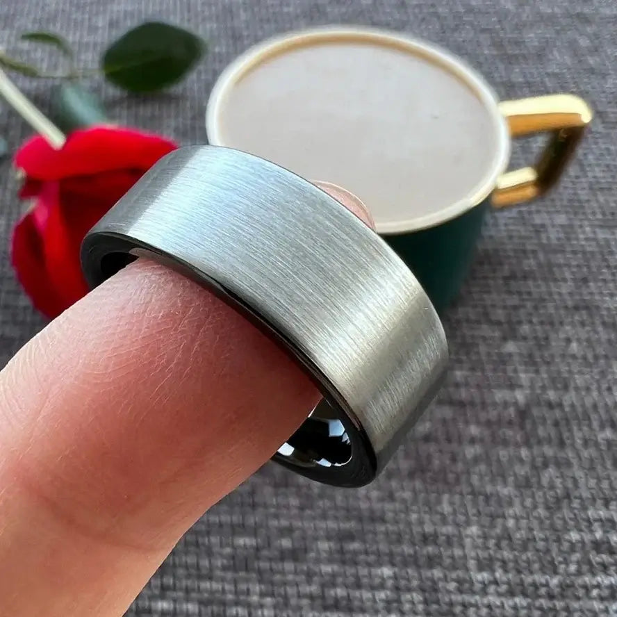 6mm, 8mm Tungsten Ring – Black Brushed Finish Unisex Design (Unisex) - Promise Rings