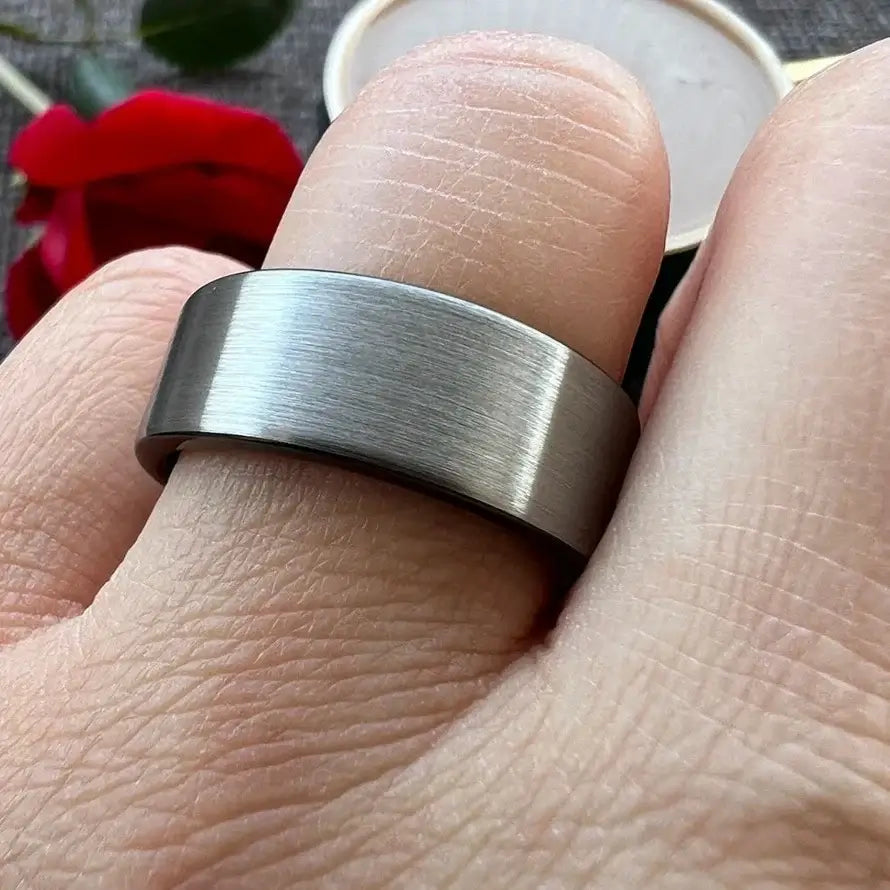 6mm, 8mm Tungsten Ring – Black Brushed Finish Unisex Design (Unisex) - Promise Rings